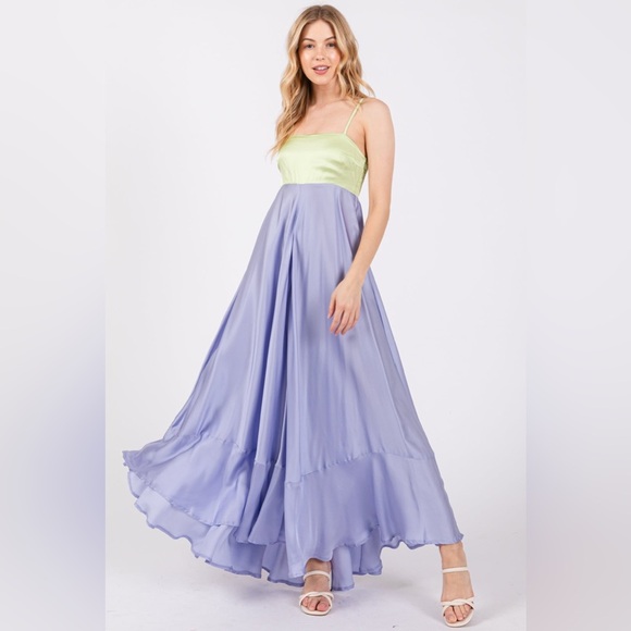 Pinkblush two tone satin maxi dress nwot - Picture 1 of 5